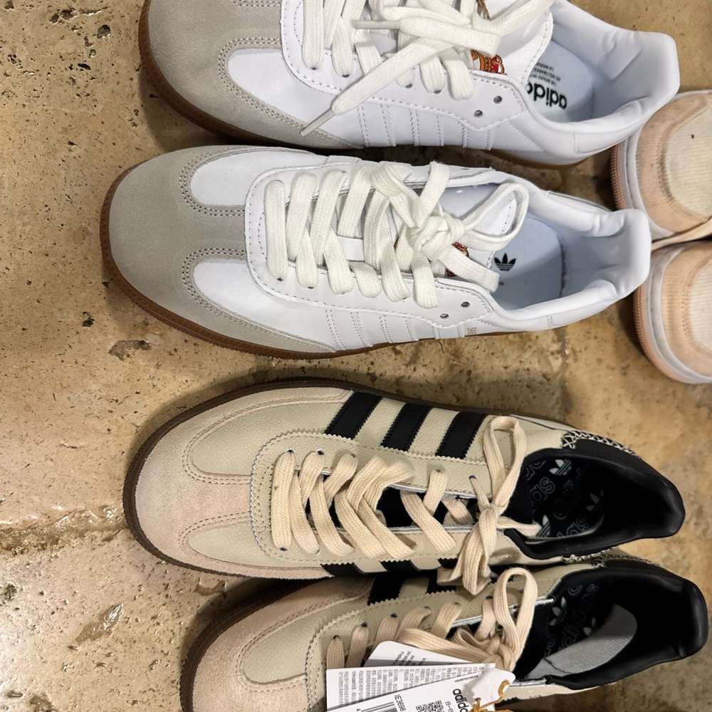 Adidas WOMENS White and Tan Sneakers